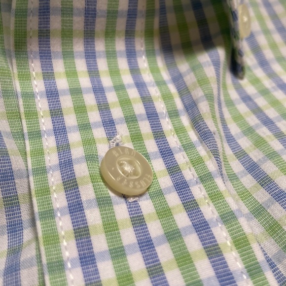 Men’s Alan Flusser small plaid green and blue button down, Size XL, Lightweight - Picture 10 of 17